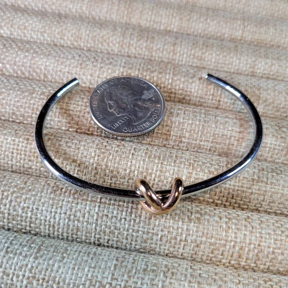 MVMT Stainless Steel Cuff Bracelet with 8K Rose Gold Plated Knot - Picture 3 of 10